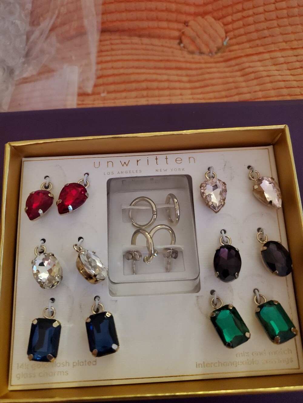 Unwritten Women's Multicolor Gemstone Interchangeable Earrings Set